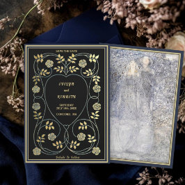 Ethereal Navy & Gold Vintage Art Nouveau Wedding Save The Date
