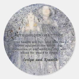 Ethereal Navy Vintage Art Nouveau Wedding Runder Aufkleber