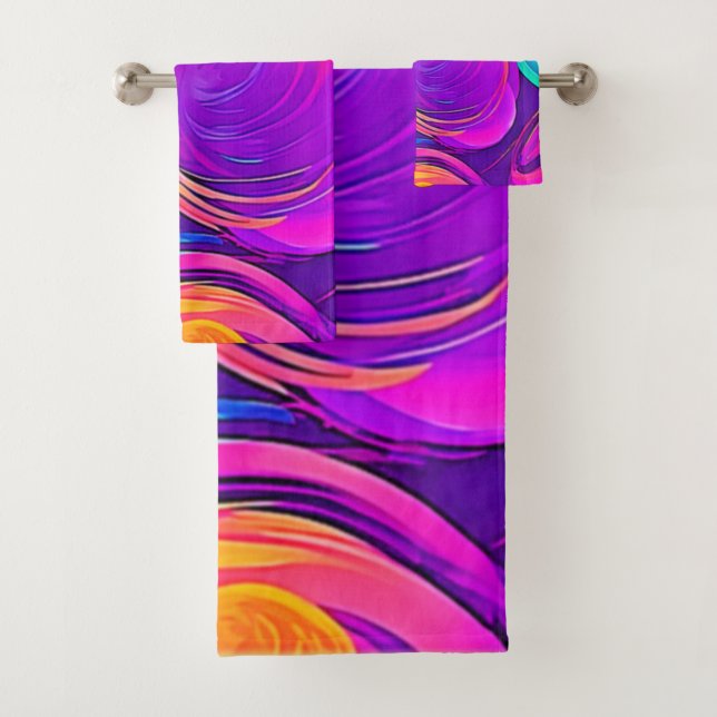 Ethereal Neon: Abstrakte Träume Badhandtuch Set (Insitu)