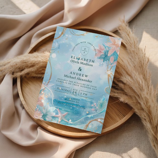 Ethereal Ocean Light Wedding Einladung (Von Creator hochgeladen)