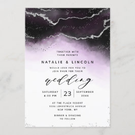 Ethereal Ombre Lila Watercolor Moody Wedding Einladung