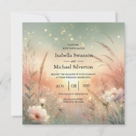 Ethereal Pastel Wildflower Field Wedding Einladung