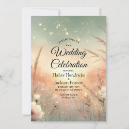 Ethereal Pastel Wildflower Field Wedding Einladung