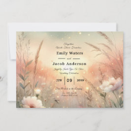 Ethereal Pastel Wildflower Field Wedding Einladung