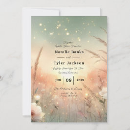 Ethereal Pastel Wildflower Field Wedding Einladung