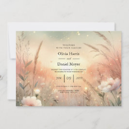 Ethereal Pastel Wildflower Field Wedding Einladung