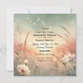 Ethereal Pastel Wildflower Field Wedding Einladung