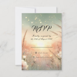 Ethereal Pastel Wildflower Field Wedding RSVP Karte