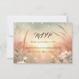 Ethereal Pastel Wildflower Field Wedding RSVP Karte