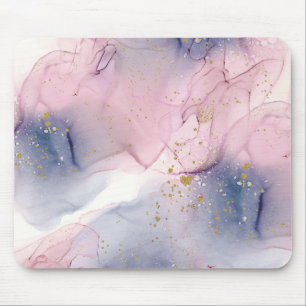 Ethereal Periwinkle Pink & Gold Inky Fantasy Glam Mousepad