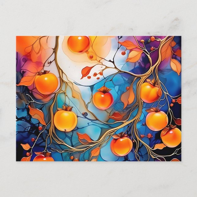 Ethereal Persimmon Fruchtalkohol Tinte Postkarte (Vorderseite)