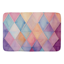 Ethereal Prism:Pastel Watercolor Harlequin Diamond Badematte