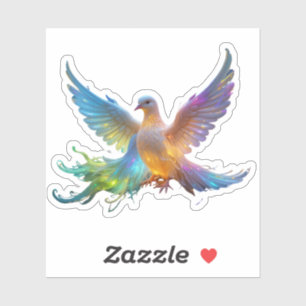Ethereal Rainbow Dove - Symbol für Frieden & Licht Aufkleber