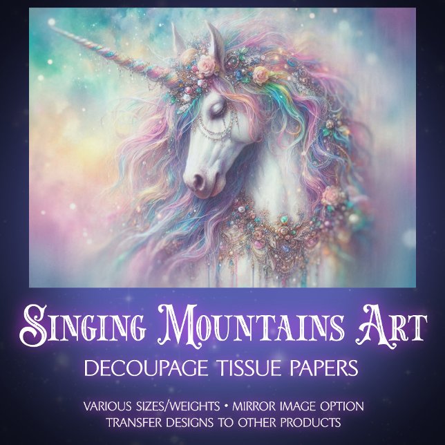 Ethereal Rainbow Unicorn Portrait Decoupage  Seidenpapier (Von Creator hochgeladen)