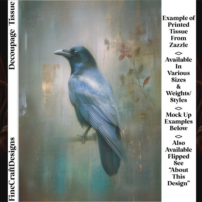 Ethereal Raven, Textured Background EQ8L Decoupage Seidenpapier (Von Creator hochgeladen)
