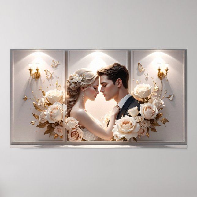  Ethereal Romance: Bride and Groom Illustration wi Poster (Vorne)