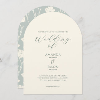 Ethereal romantic modern floral wedding einladung