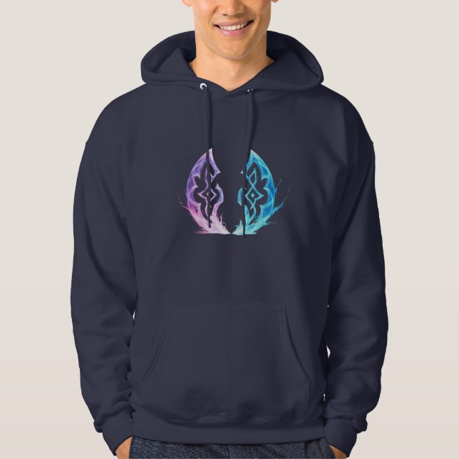 Ethereal Rune Convergence – Arcane Energy Emblem Hoodie (Vorderseite)
