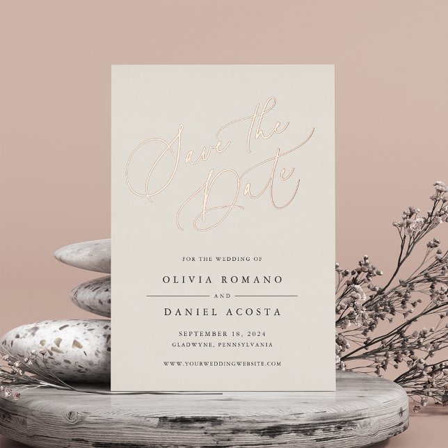Ethereal Script Foil Save the Date Card Folieneinladung (Von Creator hochgeladen)