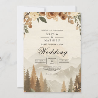 Ethereal Sepia Blossom Wedding Einladung