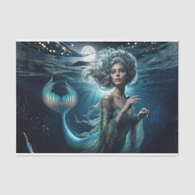 Ethereal Siren Moonlit Mermaid Decoupage Seidenpapier (Vorderseite)