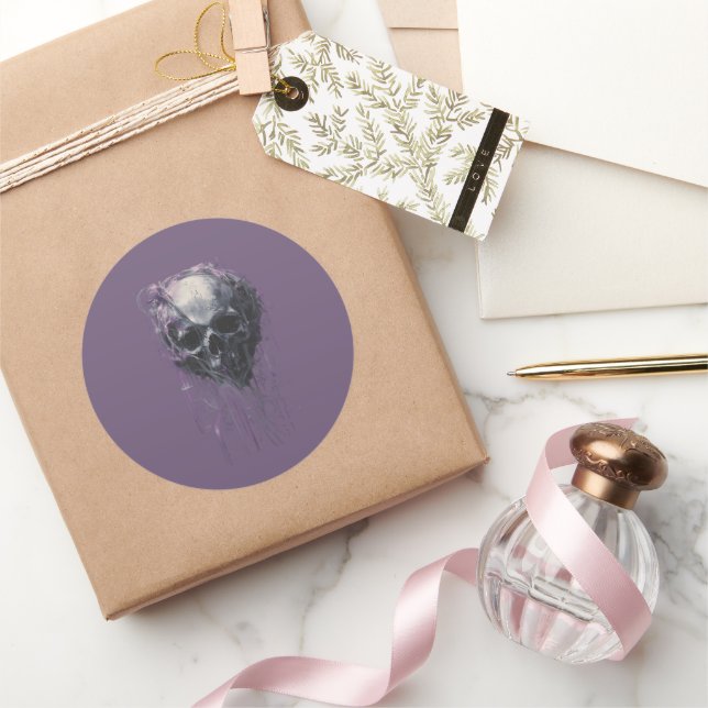 Ethereal Skull Abstract Grunge Dark Art Runder Aufkleber (Schenken)