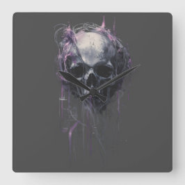 Ethereal Skull Abstract Grunge Dark Art T-Shirt Quadratische Wanduhr