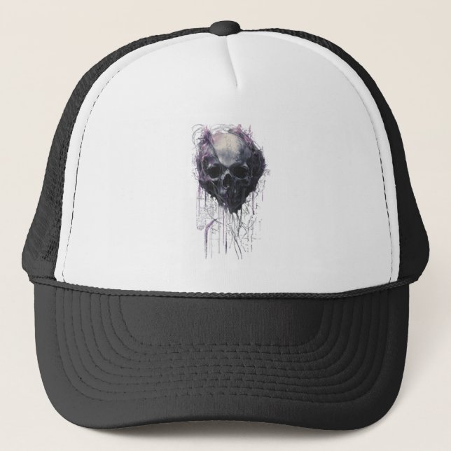 Ethereal Skull Abstract Grunge Dark Art Truckerkappe (Vorderseite)