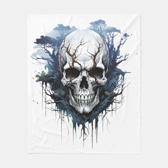 🌑 Ethereal Skull Illusion Fleece Blanket 💀 (Vorderseite)
