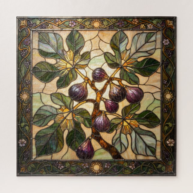 Ethereal Stained Glass Fig Branch Puzzle (Vertikal)