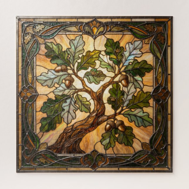 Ethereal Stained Glass Oak Branch  Puzzle (Vertikal)