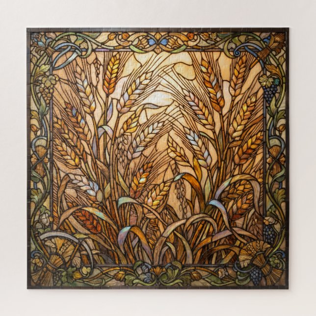 Ethereal Stained Glass Wheat Stalks Puzzle (Vertikal)