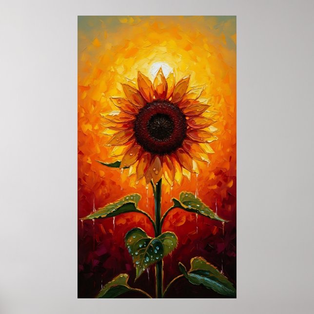 Ethereal Sunset Sunflower Expressionist Poster (Vorne)