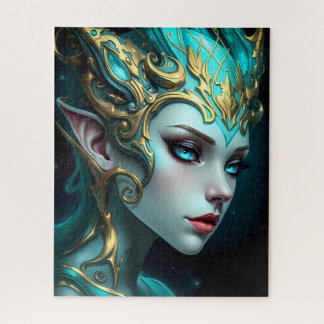 Ethereal Teal Elf Goddess with Golden Tiara Puzzle