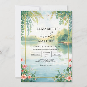 Ethereal-Teich Wasserfarbenhochzeit Einladung