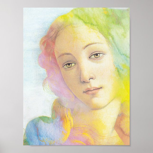 Ethereal Venus mit Aquarellhaar Poster (Vorne)