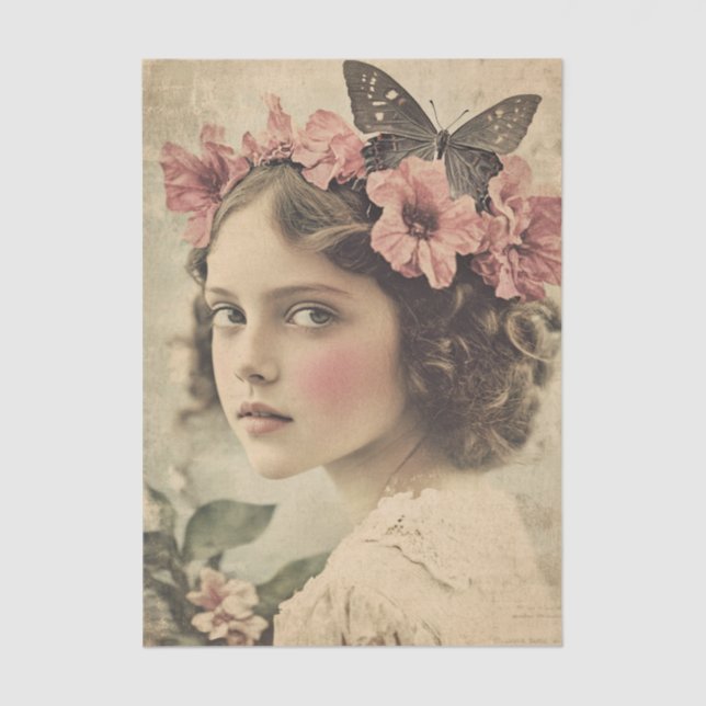 Ethereal Vintage Floral Fairy Decoupage Seidenpapier (Vorderseite)