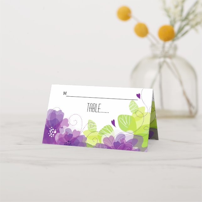 Ethereal violette Blumen Blumenkarte Platzkarte (Vorderseite)