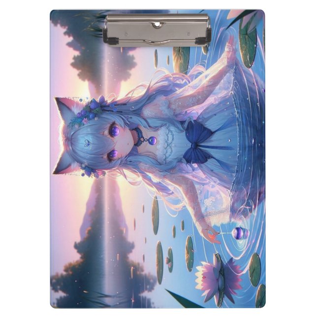 Ethereal Wasser Anime Catgirl doppelseitig Klemmbrett (Vorderseite)