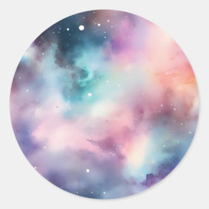 Ethereal Wasserfarbe Galaxy Dreamy Kosmic Runder Aufkleber
