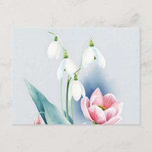 Ethereal Wasserfarbenschneeabfälle und Hellebohrun Postkarte