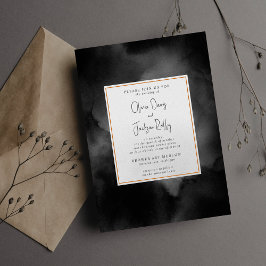 Ethereal Watercolor Black Moody Halloween Hochzeit Einladung