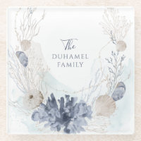 Ethereal Watercolor Coastal Coral Seashell Familie