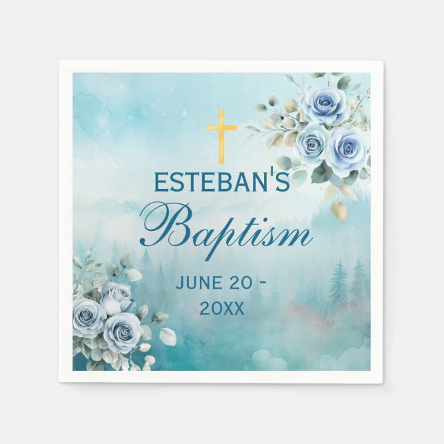 Ethereal Watercolor Nature Baptism Decor Serviette (Vorderseite)