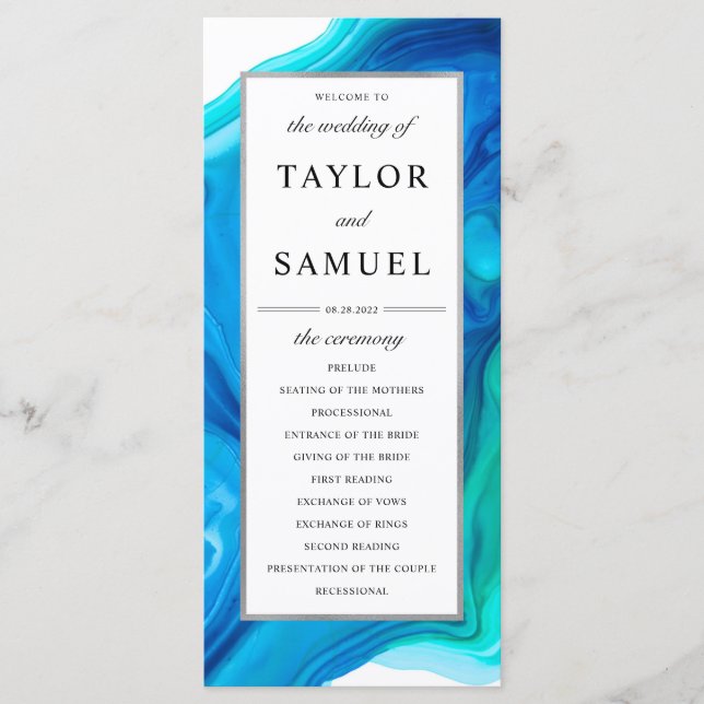 Ethereal Wave Hochzeit Zeremonie Programm Strand (Vorderseite)