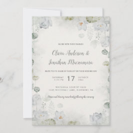 Ethereal Weißblütenstuck Grün Aquamarin Elfenbein Einladung