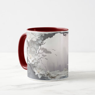 Ethereal Weiße Blumenfantasie Keramik Kaffee Tasse