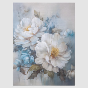 Ethereal White & Blue Floral Bouquet Decoupage Seidenpapier