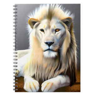 Ethereal White Majestic Lions Notizblock