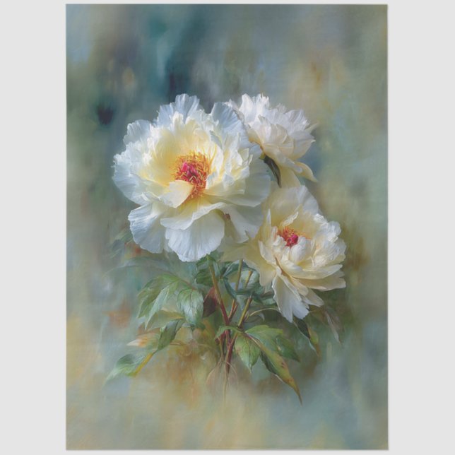 Ethereal White Peonies in Bloom Seidenpapier (Vorderseite)